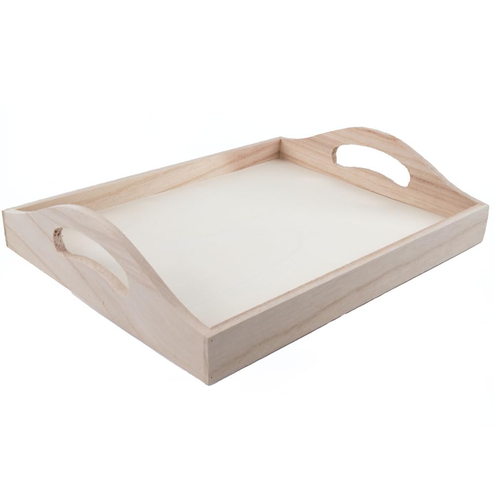 Amazon.com: Craft County Unfinished Wooden Tray with Handles